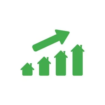 Flat design style vector concept of house sales or value bar chart with arrow Stock Illustration