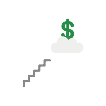 Flat design style vector concept of reach to dollar with stairs on cloud Stock Illustration