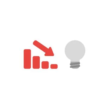 Flat design style vector concept of sales bar moving down with grey bad idea  Stock Illustration