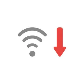 Flat design style vector concept of wifi wireless with arrow pointing down Illustrazione stock