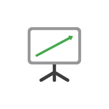 Flat design style vector concept of presentation chart board with arrow point Stock Illustration