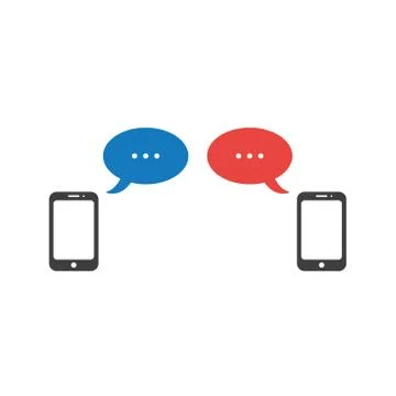 Flat design style vector concept of smartphones with talking speech bubbles 스톡 일러스트