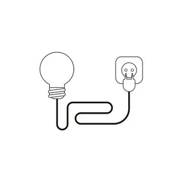 Flat design style vector concept of light bulb with wire electrical plug and  Stock Illustration