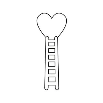 Flat design style vector concept of climb to heart with wooden ladder icon on Illustrazione stock