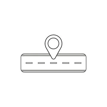 Flat design style vector concept of road and pointer icon on white. Black out Stock Illustration