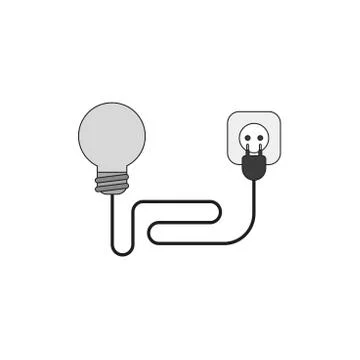 Flat design style vector concept of light bulb with wire electrical plug and  イラスト素材