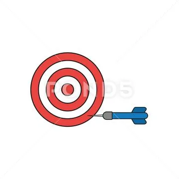 Flat design style vector concept of bullseye with dart icon in the side on wh Stock Illustration