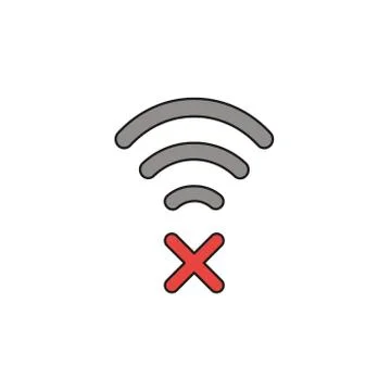 Flat design style vector concept of wifi symbol icon with x mark on white. Co Stock-Illustration