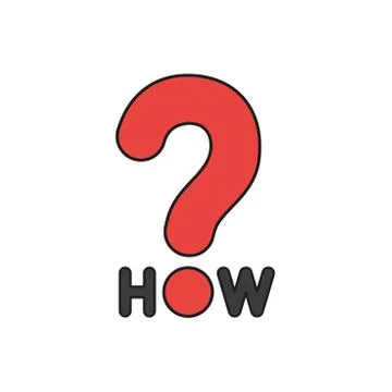 Flat design style vector concept of how text with question mark icon on white Ilustración de archivo