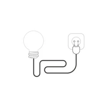 Flat design style vector concept of light bulb with wire electrical plug and  Illustrazione stock