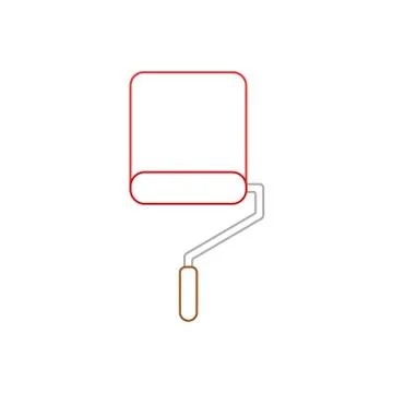 Flat design style vector concept of roller paint brush icon painting wall on  Stock Illustration