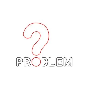 Flat design style vector concept of problem text with question mark on white. 스톡 일러스트