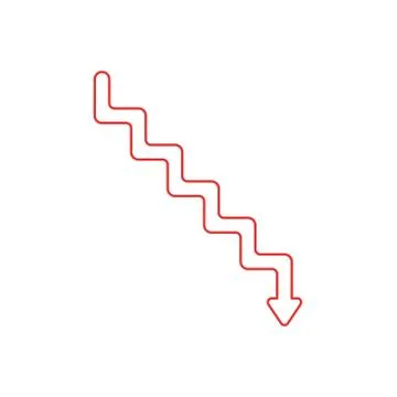 Flat design style vector concept of line stairs symbol icon with arrow pointi Stock Illustration
