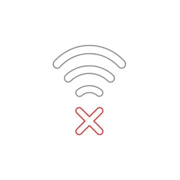 Flat design style vector concept of wifi symbol icon with x mark on white. Wh Stock Illustration