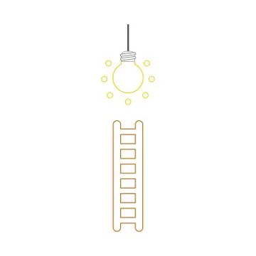 Flat design style vector concept of climb to glowing light bulb with wooden l Illustrazione stock