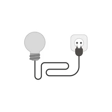 Flat design style vector concept of light bulb with wire electrical plug and  イラスト素材