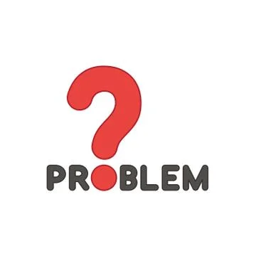 Flat design style vector concept of problem text with question mark on white. Ilustración de archivo