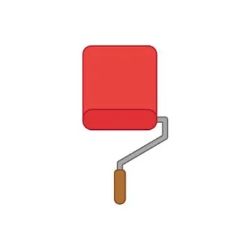 Flat design style vector concept of roller paint brush icon painting wall on  Stock Illustration