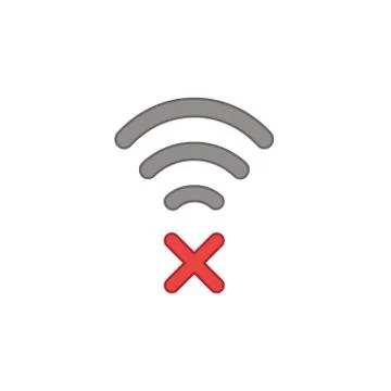 Flat design style vector concept of wifi symbol icon with x mark on white. Co Illustrazione stock