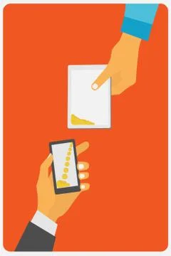 Flat design style vector illustration. Smartphone with processing of mobile p Stock Illustration