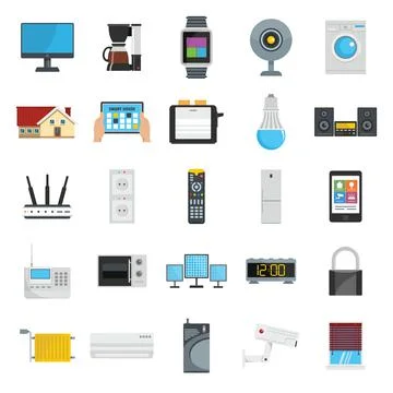 Flat design style vector illustration icons of smart house technology Illustrazione stock