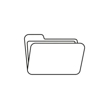 Flat design style vector of open folder icon on white. Black outlines. Stock Illustration