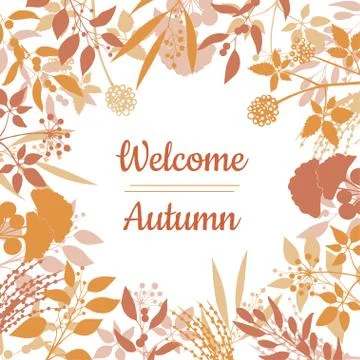 Flat design style Welcome Autumn card Illustrazione stock