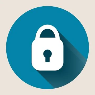Flat design style.padlock icon flat In the circle beautiful,Vector illustrati Stock Illustration