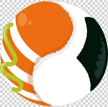 Flat design stylized sphere is showing fluffy peel with lime green squiggle, Stock Illustration