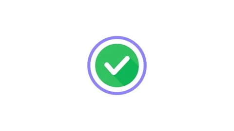 Flat design success confirmation check mark icon in a vibrant pulsing circl.. Video stock 334829641