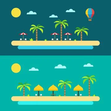 Flat design of summer paradise beach Stock Illustration