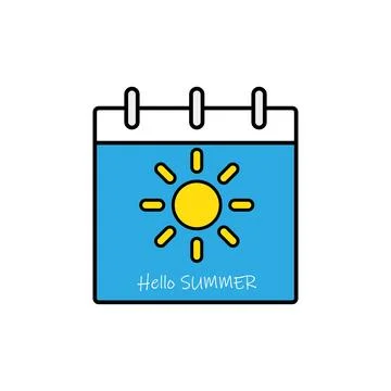 Flat design summertime calendar icon. Vector. Stock Illustration