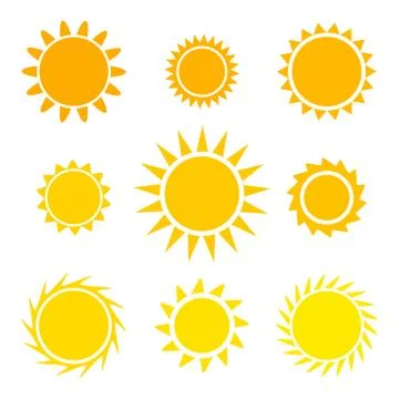 Flat design sun icons. Vector illustration Stock Illustration