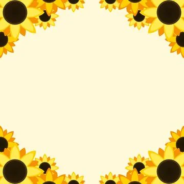 Flat design sunflower frame design for background in vector Stock Illustration