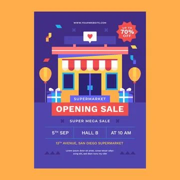 Flat design supermarket flyer template Stock Illustration