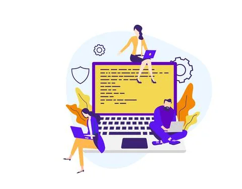 Flat design support team vector Stock Illustration