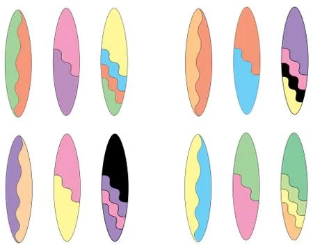 Flat Design Surfboard Illustration Set Stock Illustration