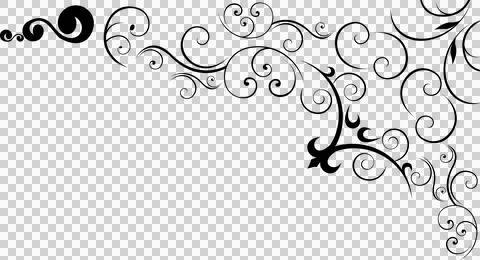 Flat design swirl vine corner scrolls are extending along top right edges on Stock Illustration