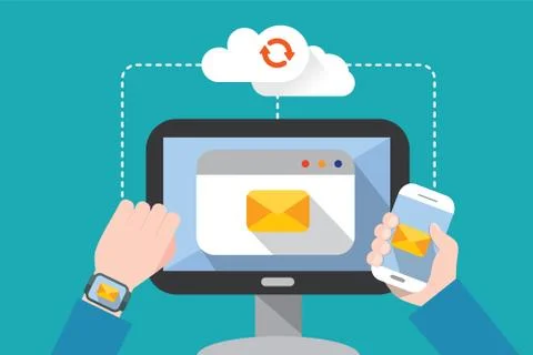 Flat design, synchronization concept illust Stock Illustration