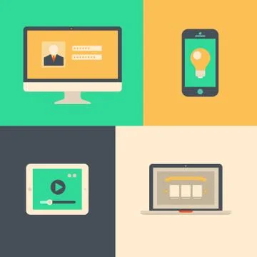 Flat design, tablet phone computer and laptop Stock Illustration