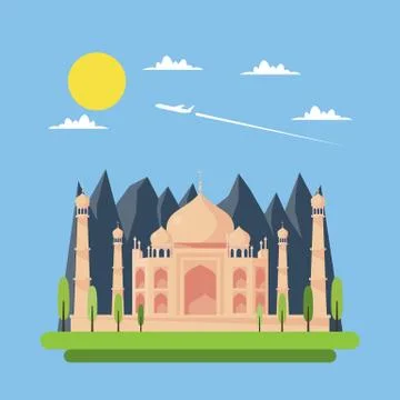 Flat design of Taj Mahal Stock Illustration