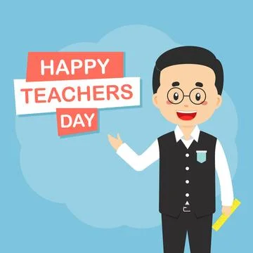 Flat Design Teacher's Day Background Stock Illustration