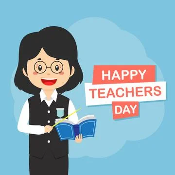 Flat Design Teacher's Day Background Stock Illustration
