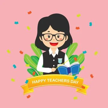 Flat Design Teacher's Day Background Stock Illustration