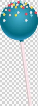 Flat design teal cake pop is floating on transparent backdrop with colorful Stock Illustration