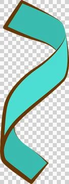 Flat design teal ribbon is twisting in S-curve on transparent backdrop featuring Stock Illustration