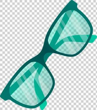 Flat design teal sunglasses are floating on transparent background, showing イラスト素材