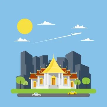 Flat design of Thai temple Stock Illustration