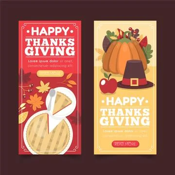 Flat design thanksgiving banners template Stock Illustration