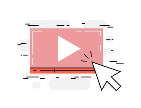 Flat design thin line concept of online video Stock Illustration